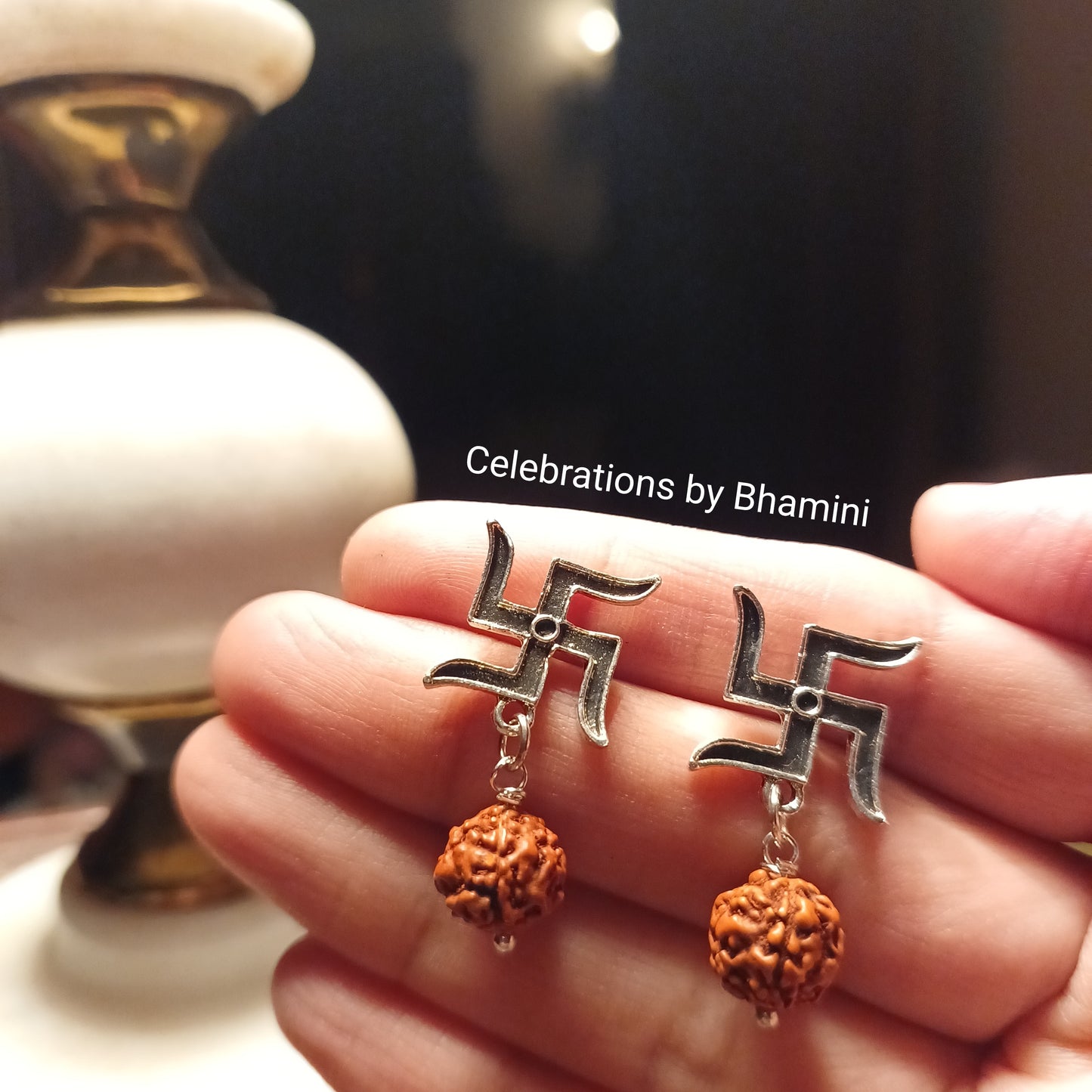 Swastika Earrings, Rudraksha Earrings | Rudraksha Studs