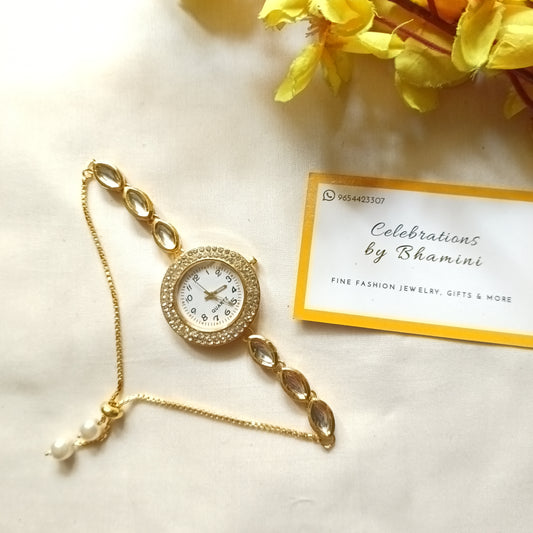 Kashmiri Watch | Kundan Watch | Adjustable Heritage Watch
