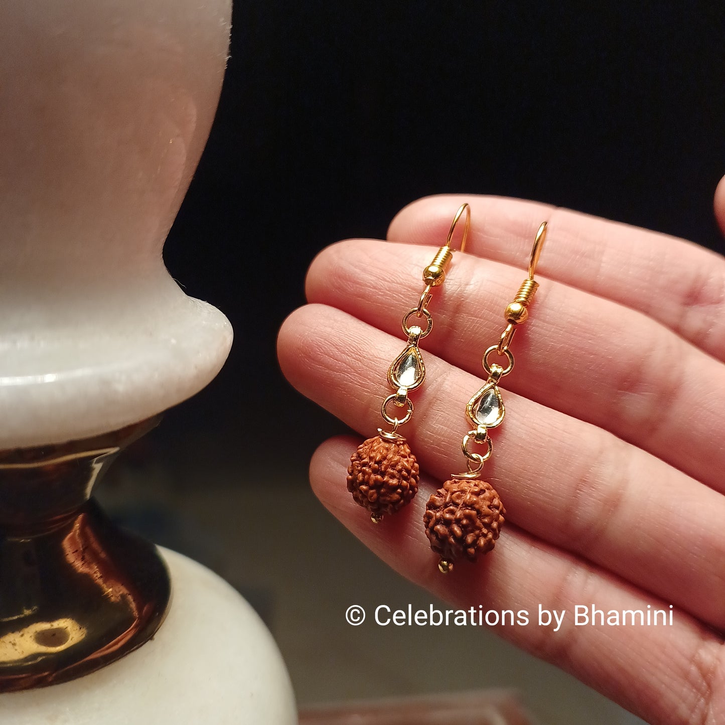 Rudraksha Earrings | Golden Rudraksha earrings