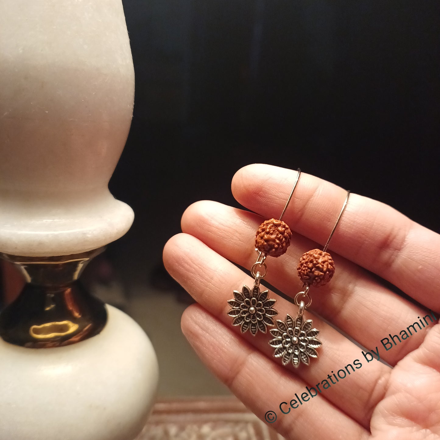 Floral Rudraksha Earrings | Rudraksha earrings