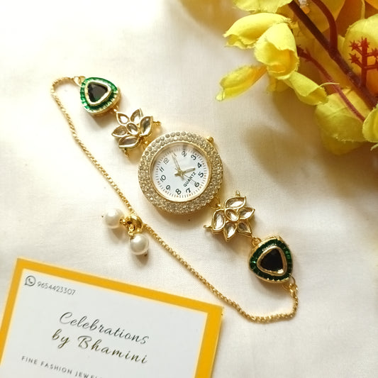 Kashmiri Watch | Kundan Watch | Adjustable Heritage Watch