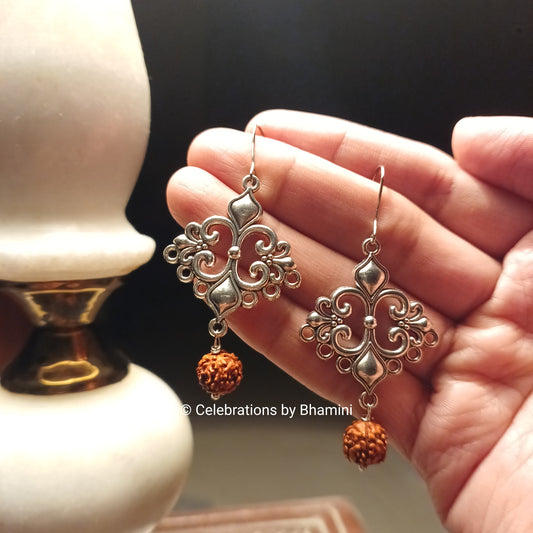 Rudraksha Earrings | Long Rudraksha Earrings